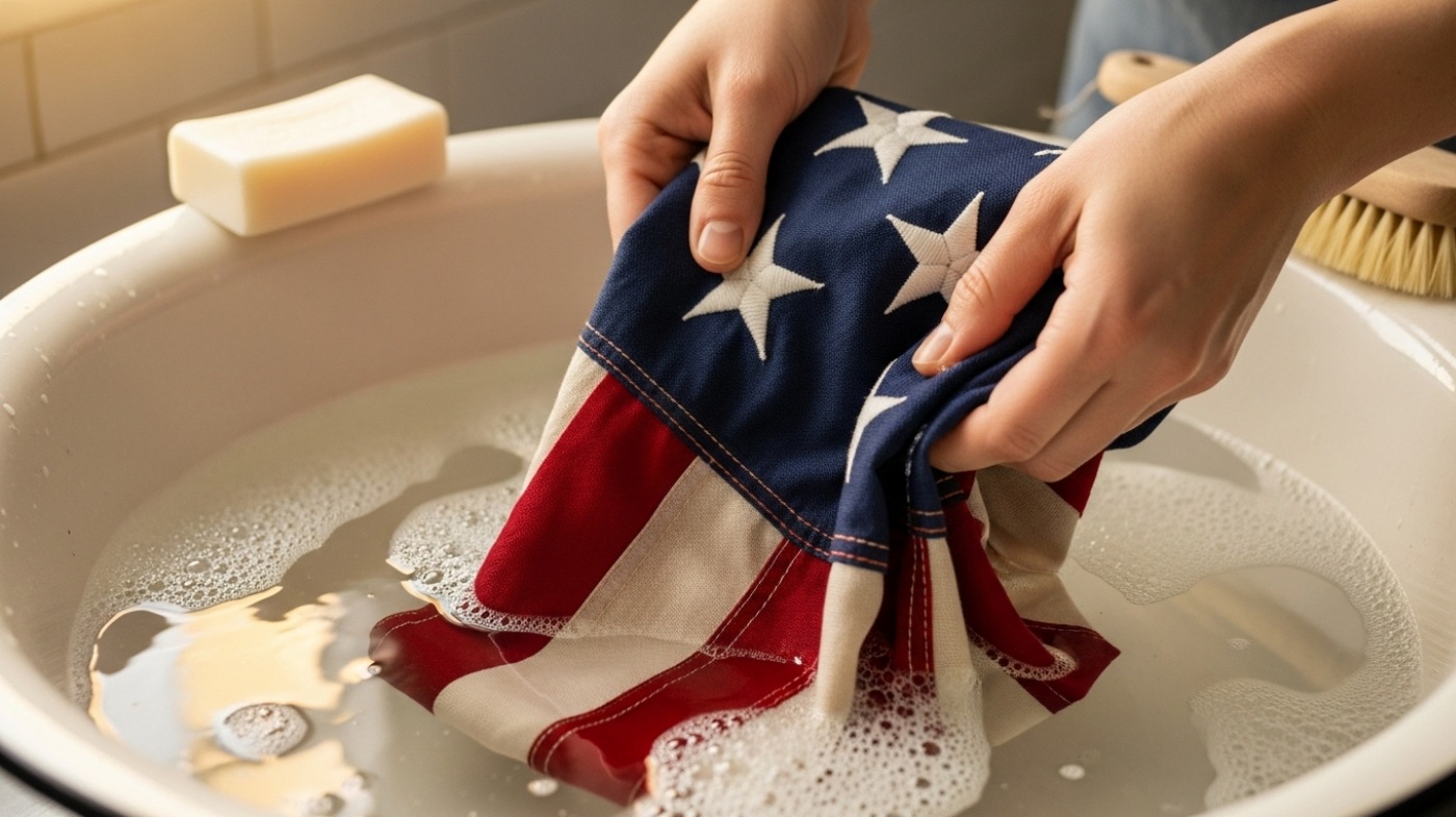 can you wash a flag