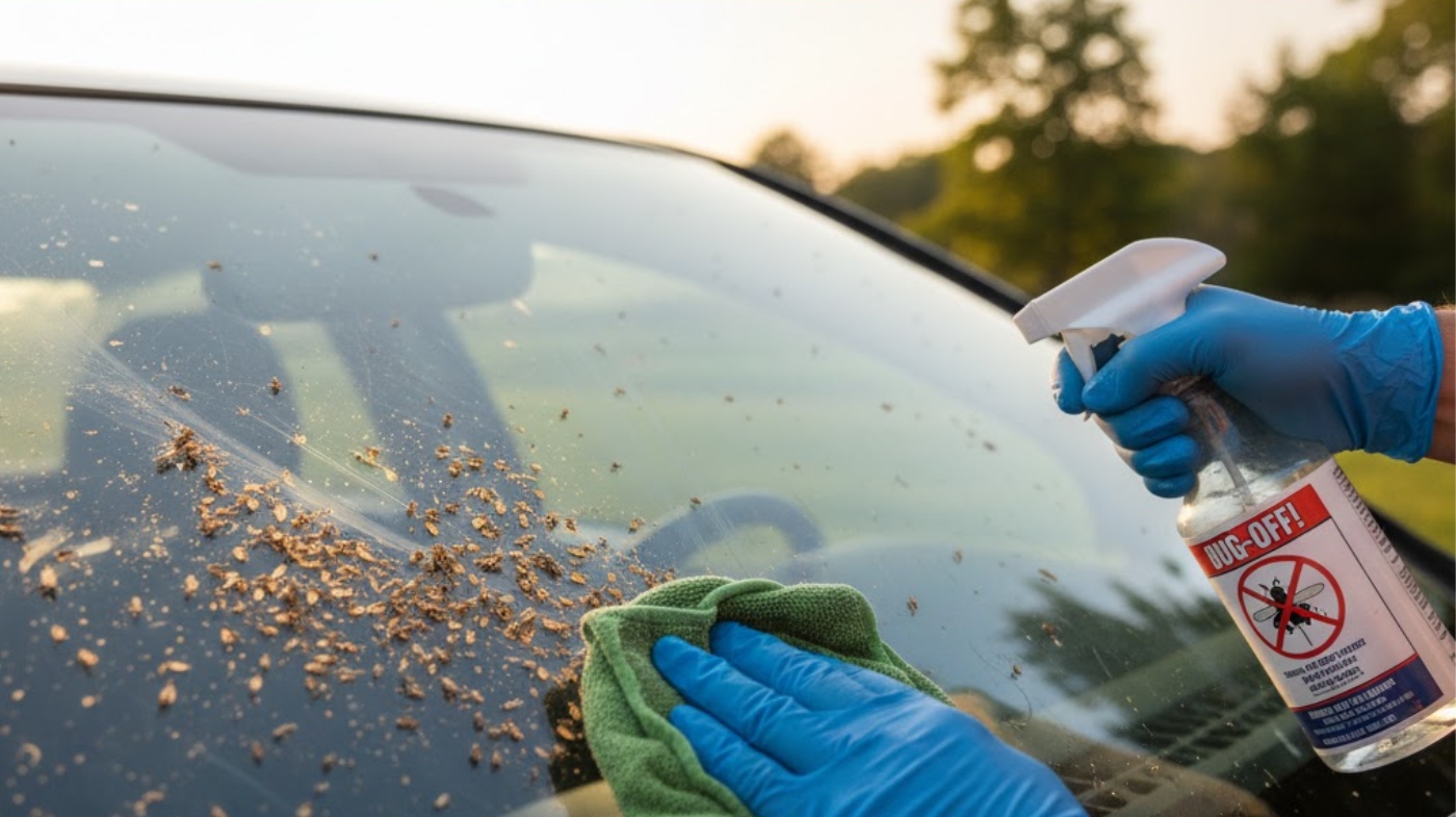 how to clean bugs off a windshield