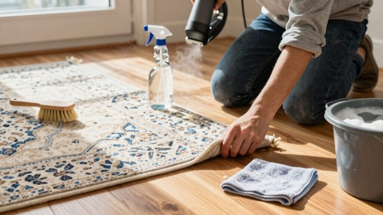 clean area rug on hardwood