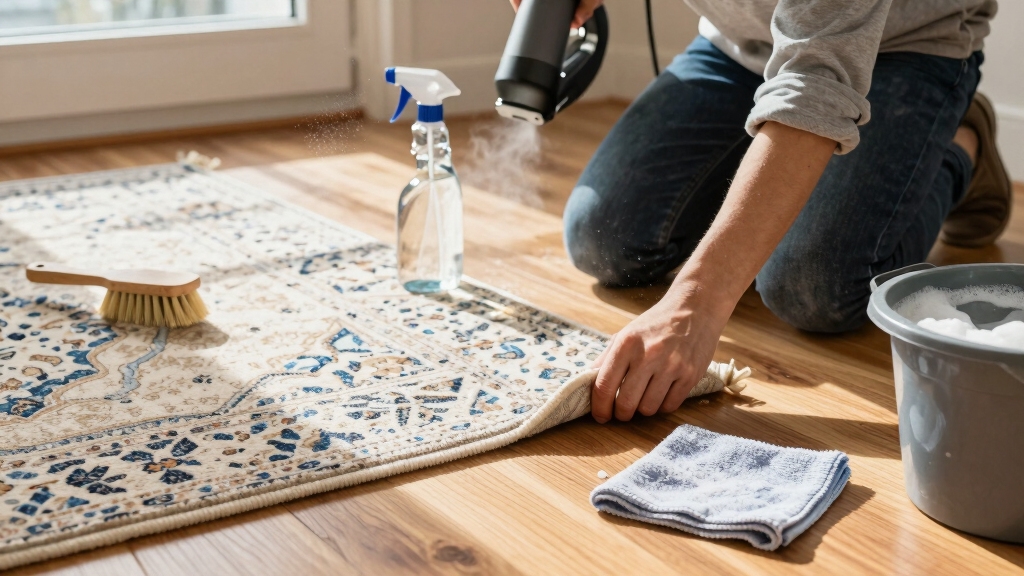 clean area rug on hardwood
