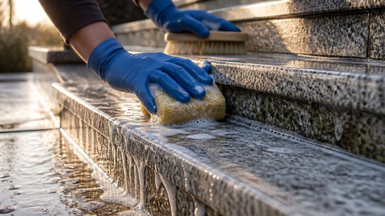clean granite steps carefully