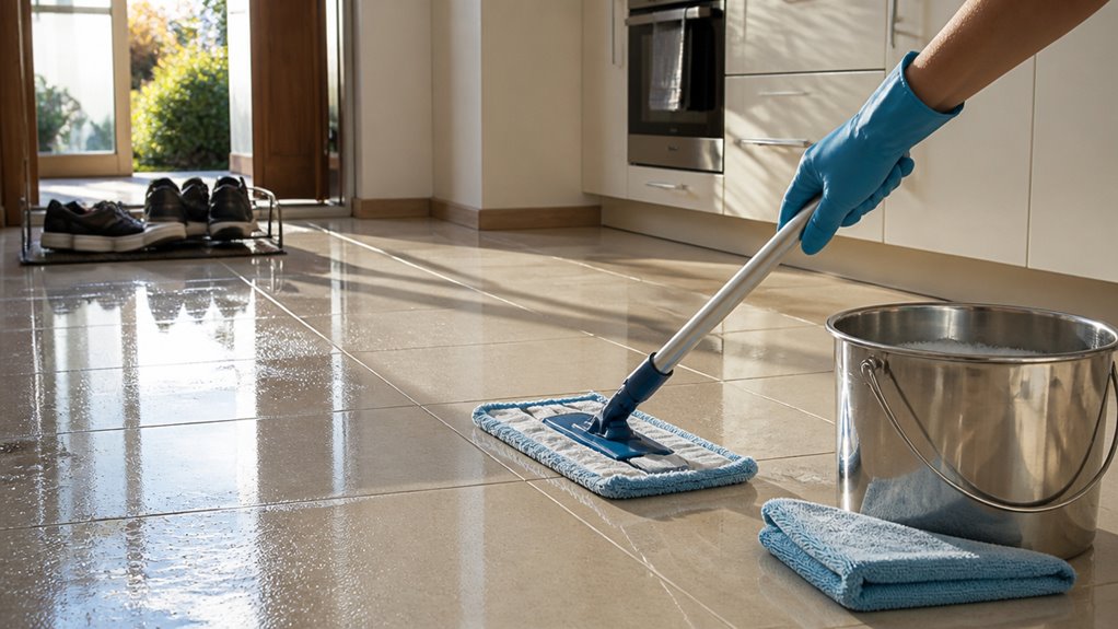 mop thoroughly with warm water
