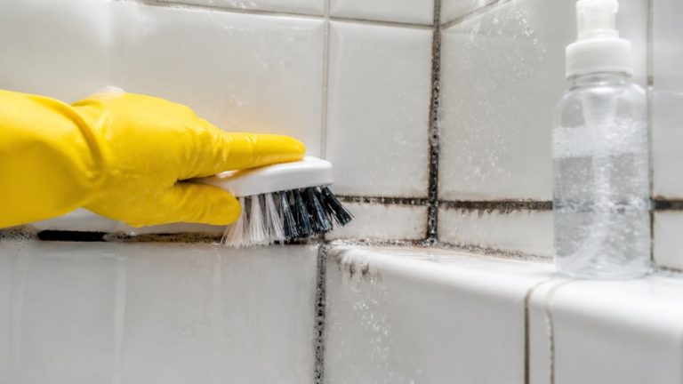 remove mold from shower grout