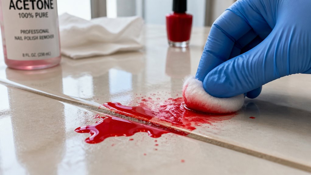 remove nail polish from tile