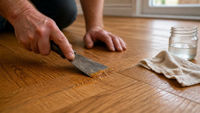 removing adhesive from hardwood